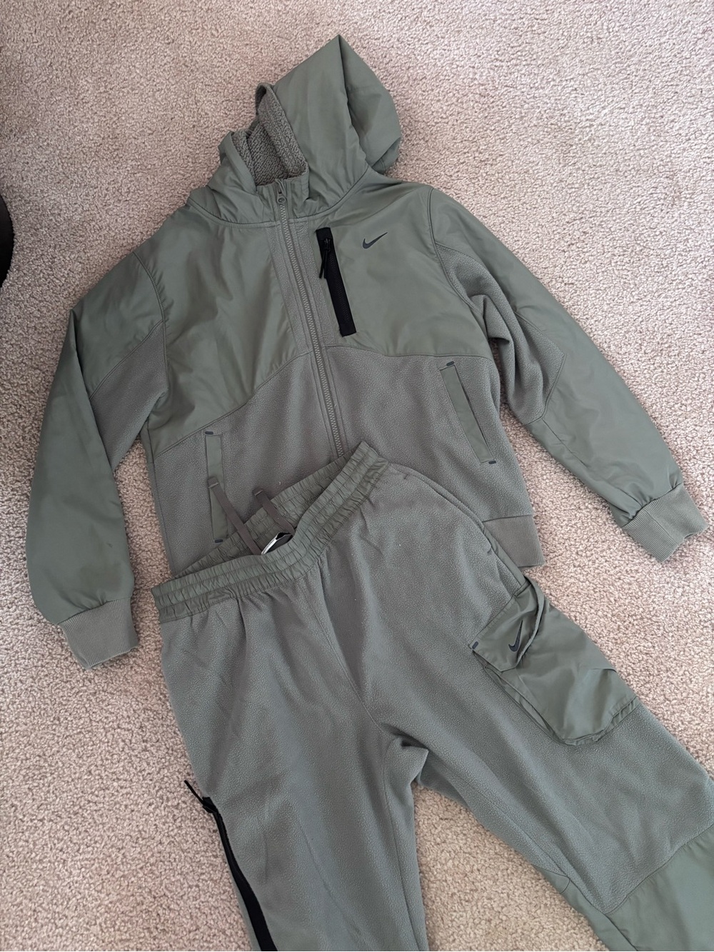 Nike Kids Olive Green Hoodie & Joggers Set